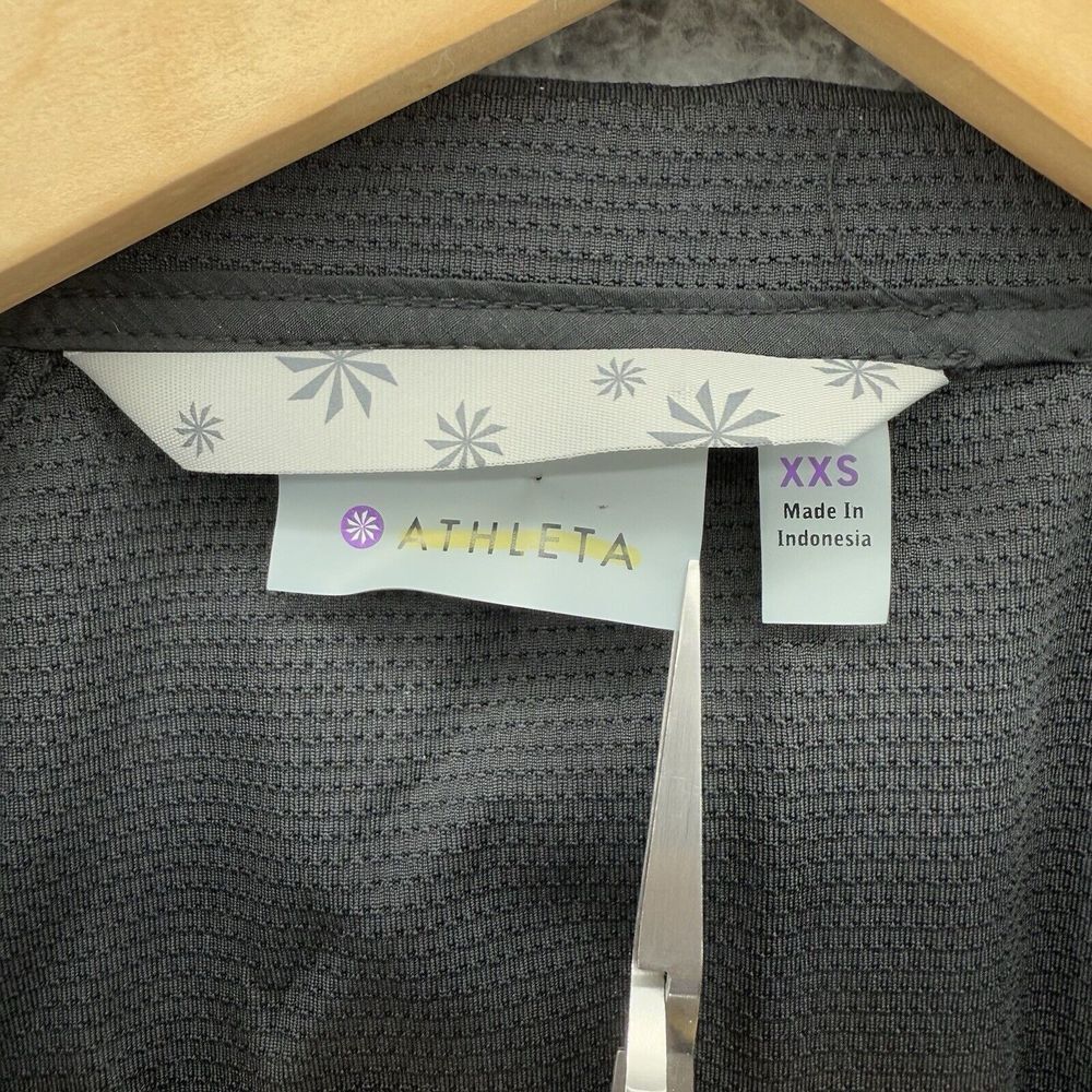 ATHLETA Womens XXS Black Lightweight‎ Windbreaker Jacket Full Zip Vented Pockets - Picture 2 of 7